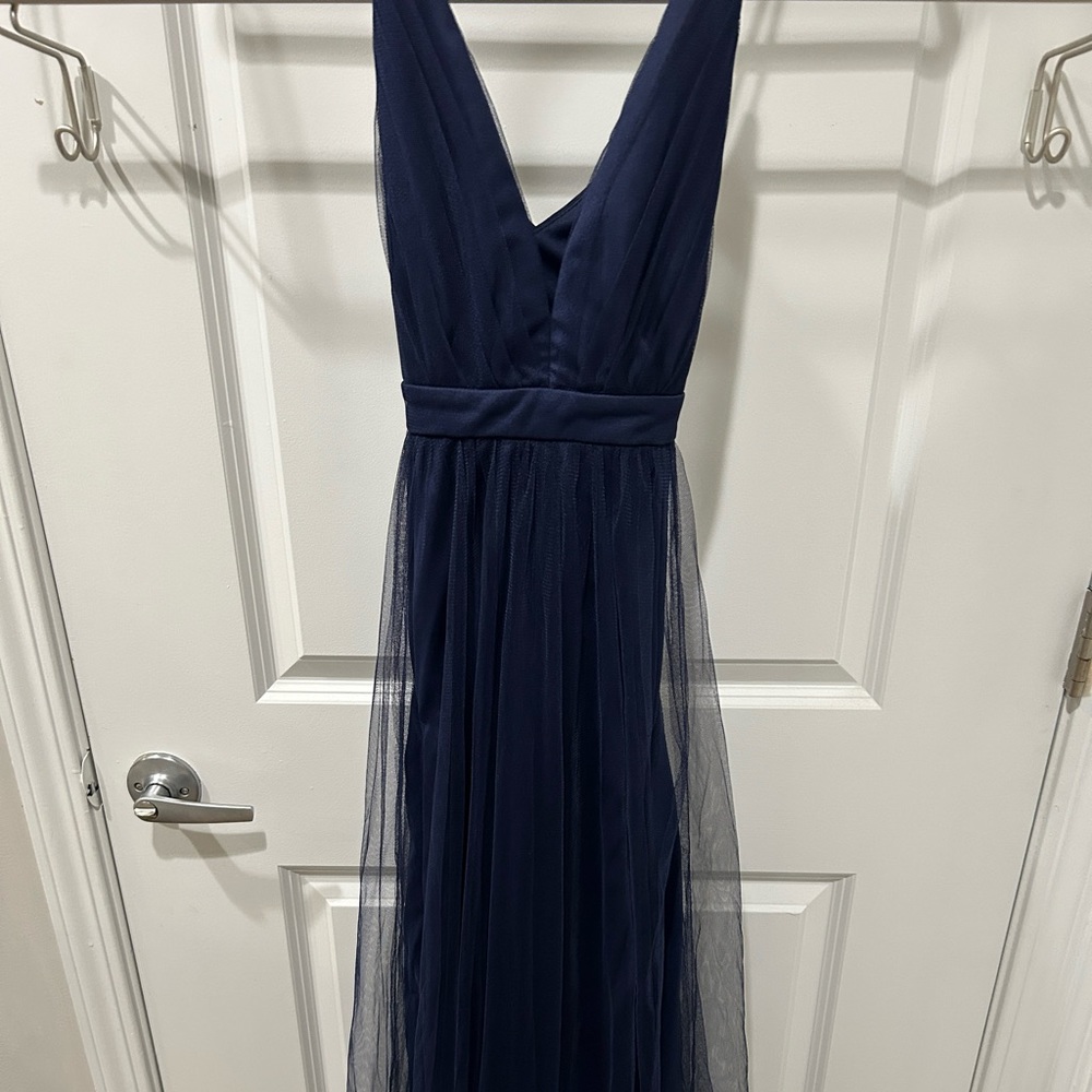 Lulu’s Rare Beauty navy tulle maxi dress